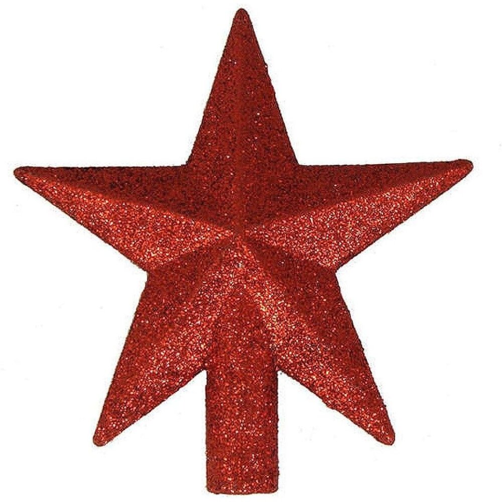H9766 4" Petite Treasures Red Glittered Mini Star Christmas Tree Topper - Unlit
